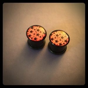 9/16" pink and black star, plugs gauges